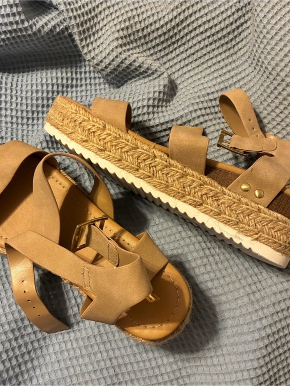 Soda Women’s Beige Braided Jute Platform Sandals